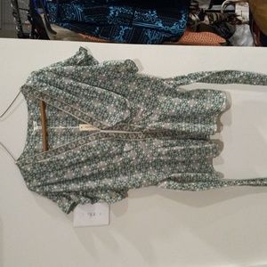 Max Studio green and Tan blouse